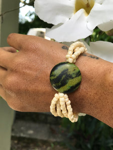 lllGreen stone 4 multi bracelet *** cream (TNJ original)