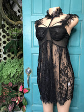 Load image into Gallery viewer, lllNew mesh nightie lingerie ribbon (/XL : 2X) • New lace nightie lingerie fringe choker ()
