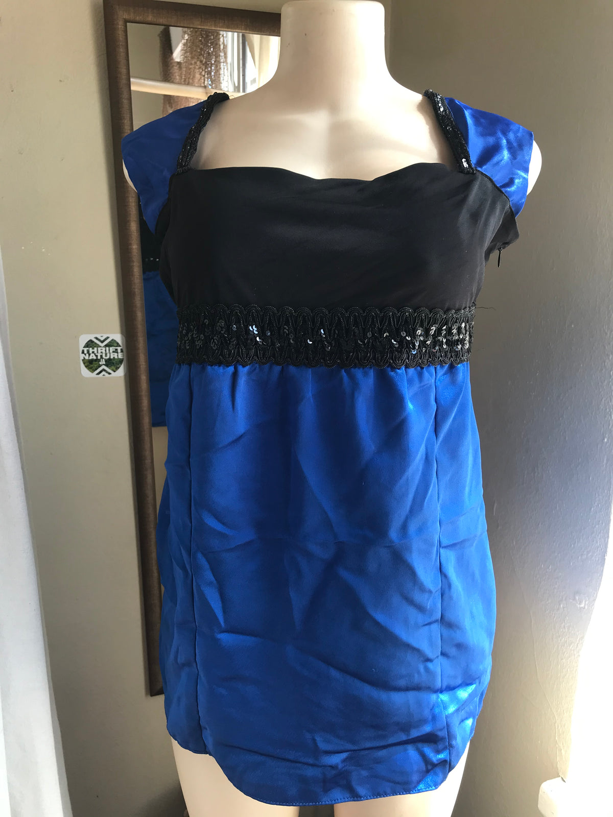 blue silky semi formal blouse … L