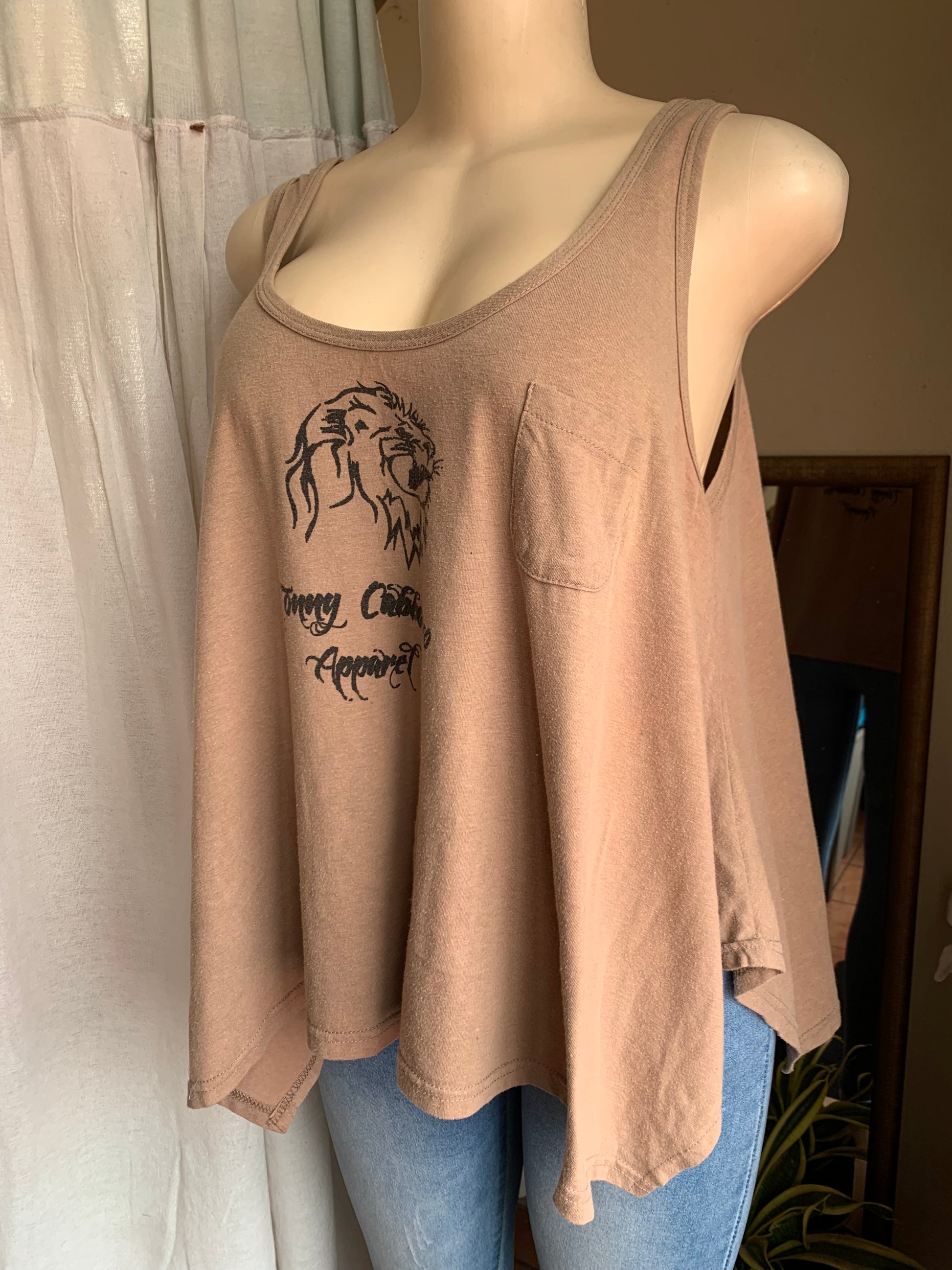 Beige Lion graphic tank top … S