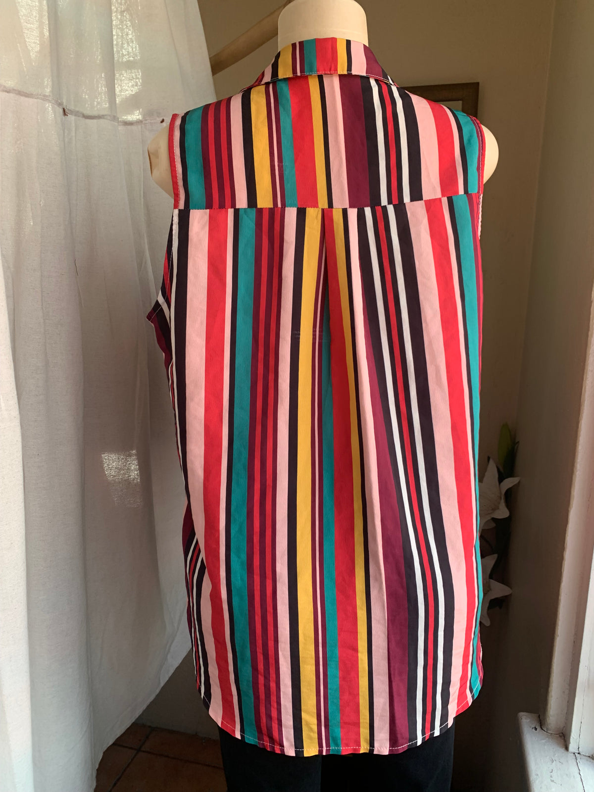 candy stripe sleeveless button blouse ... /xl