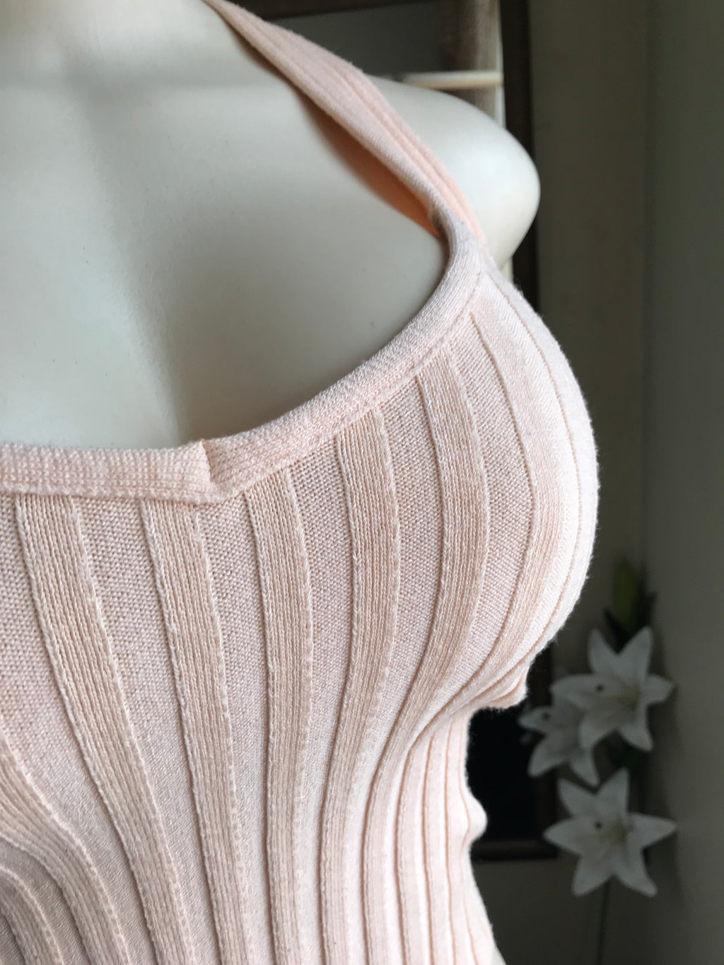 peach ribbed halter crop top ...m