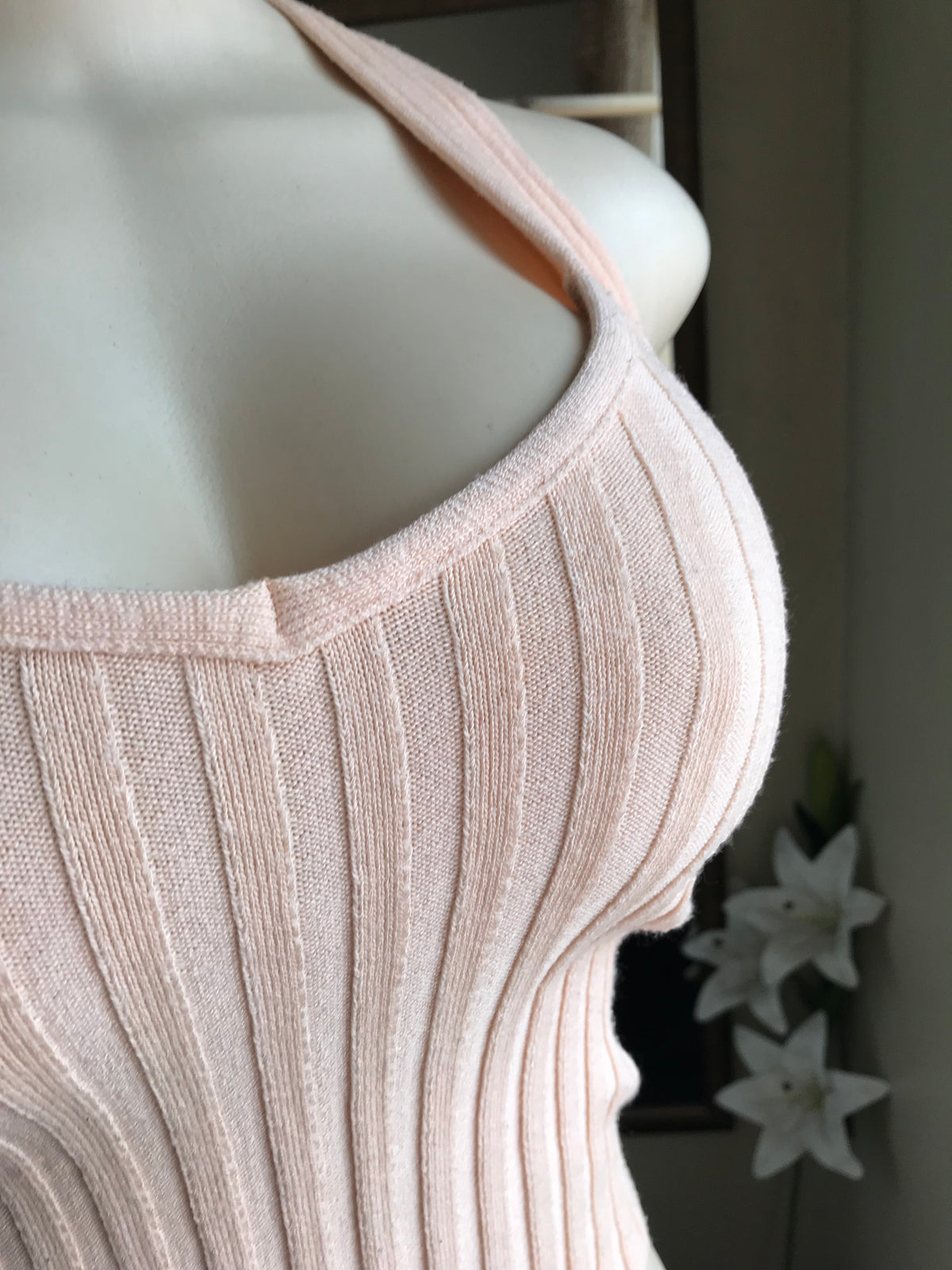 peach ribbed halter crop top ...m