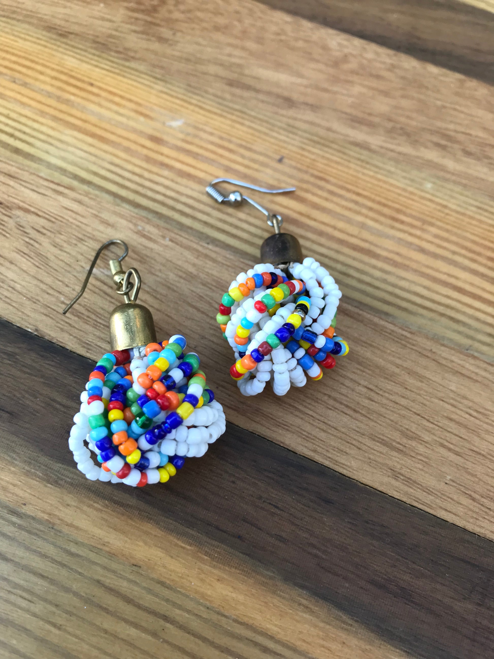African white bead earrings