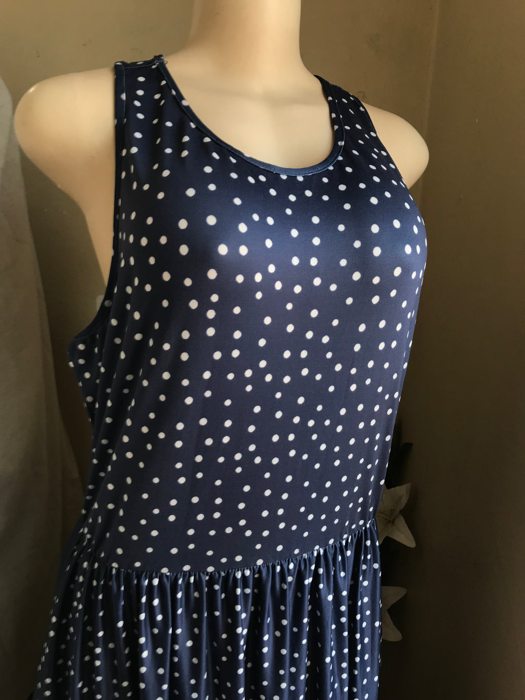 navy polka maxi dress /xl