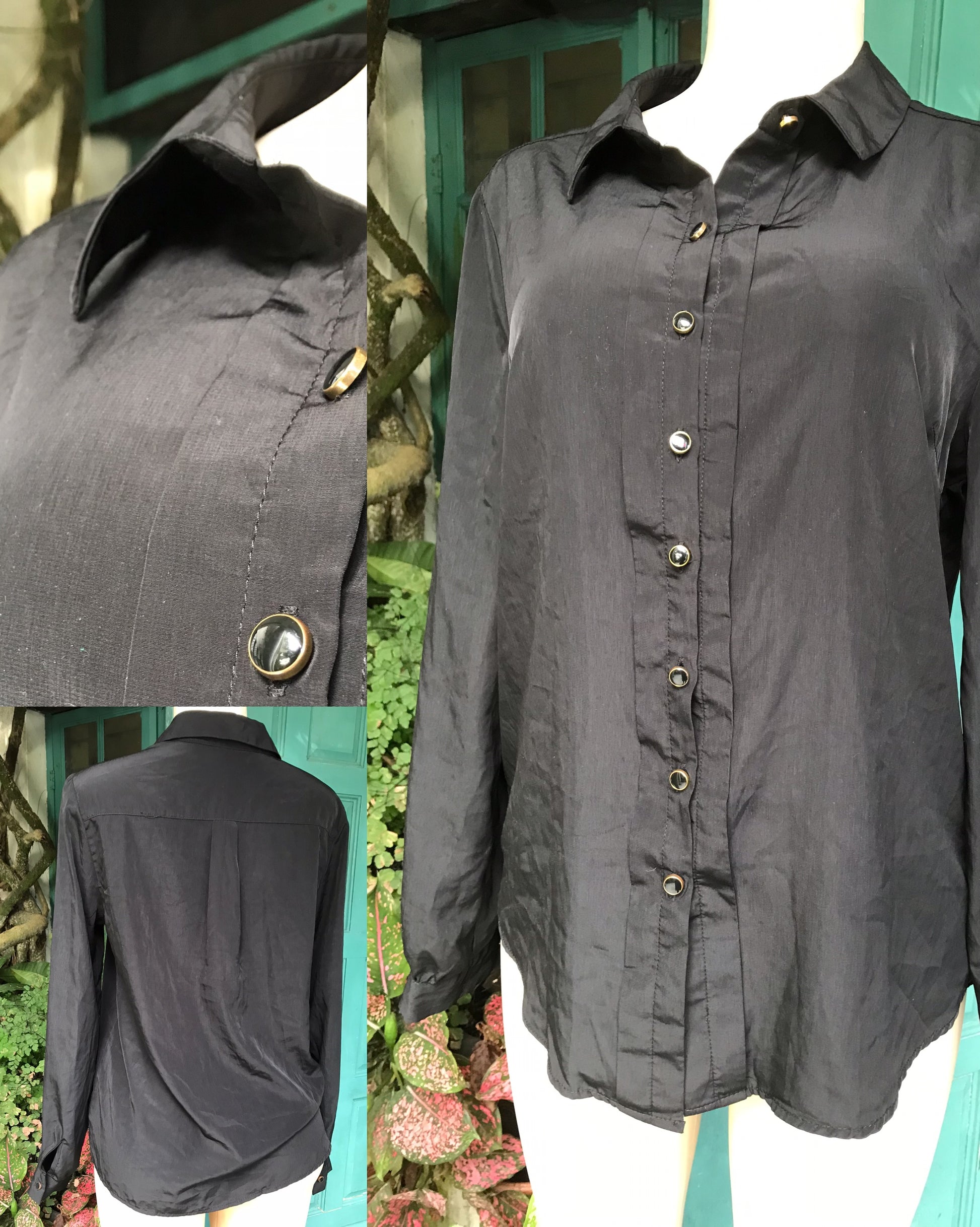 black sheen button shirt professional ... L