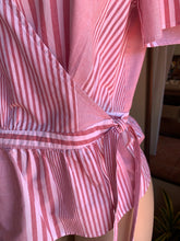 Load image into Gallery viewer, Pink varied stripes wrap blouse … M
