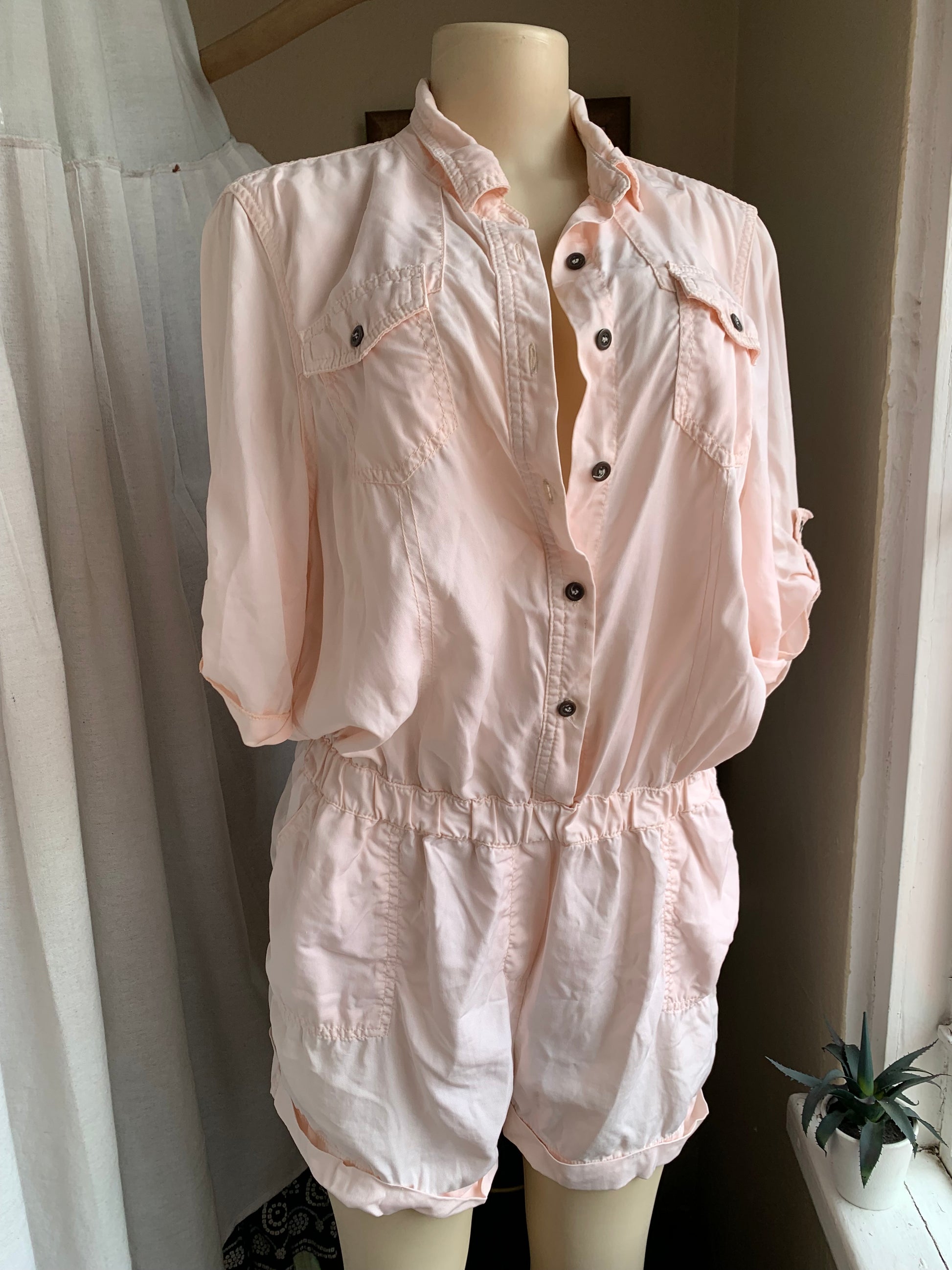 River island UK Soft pink button up romper,,, Organic ~~~ L ,,,