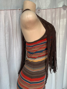 Brown tassle maxi dress /slll