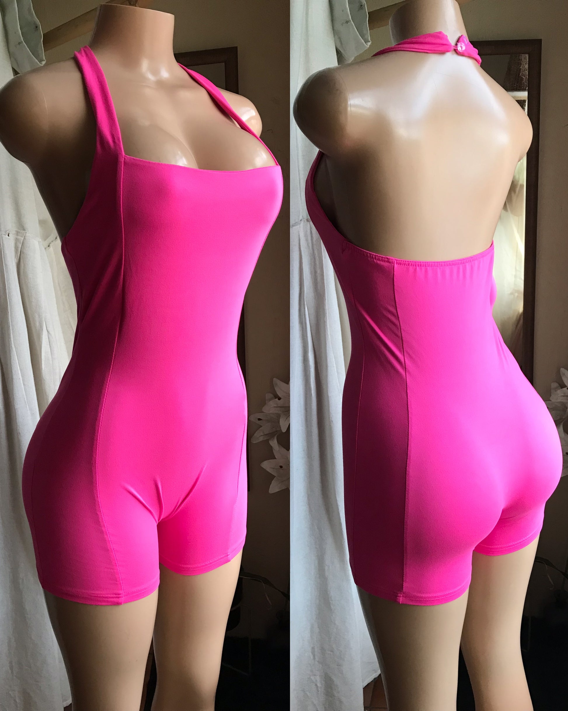 hot pink bodycon romper ~~~ s