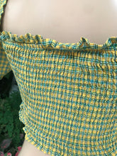 Load image into Gallery viewer, Yellow plaid retro Style top crop... S
