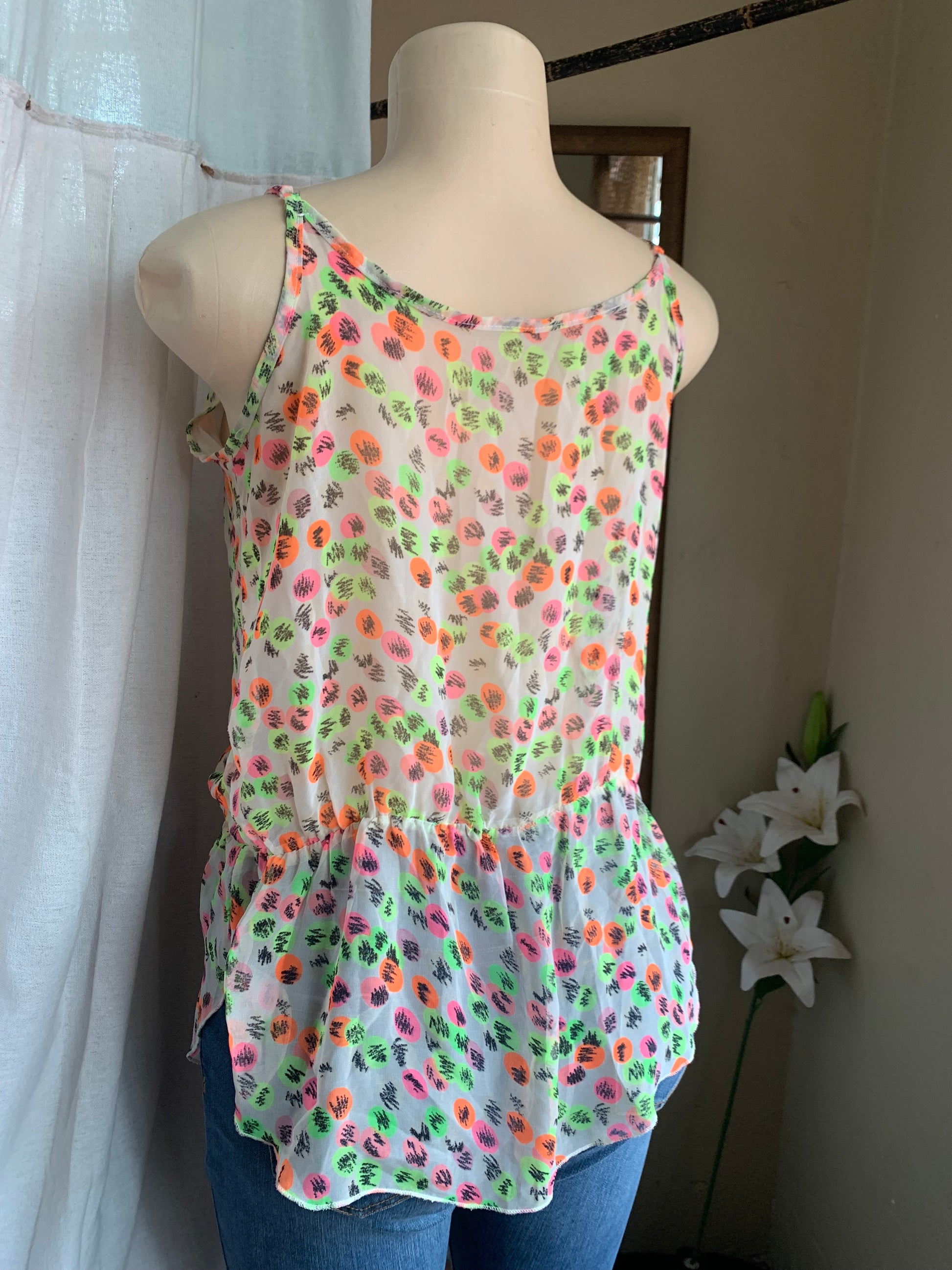 Neon multicoloured print spaghetti top … L