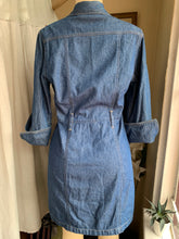 Load image into Gallery viewer, Thick denim navy blue shirt dress size 9/10 or M
