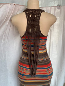 Brown tassle maxi dress /slll