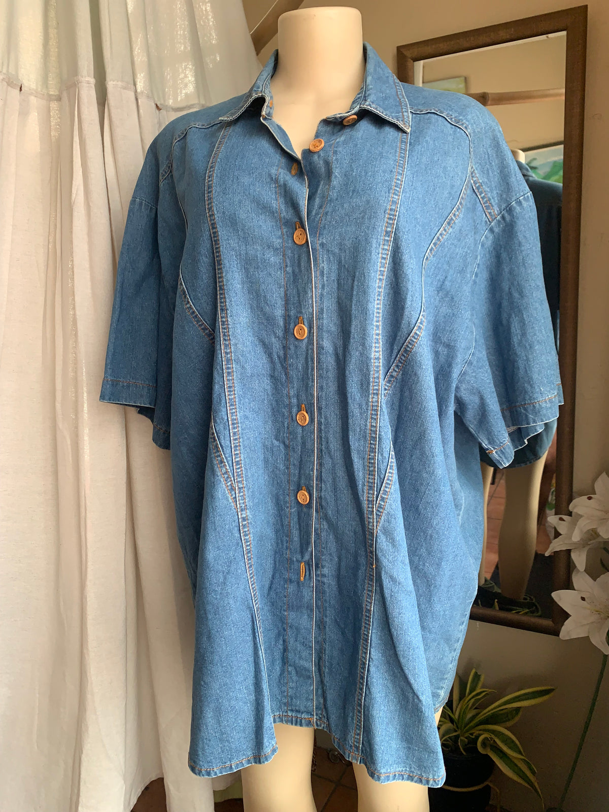Vintage denim mini shirtdress … /XL ,,,