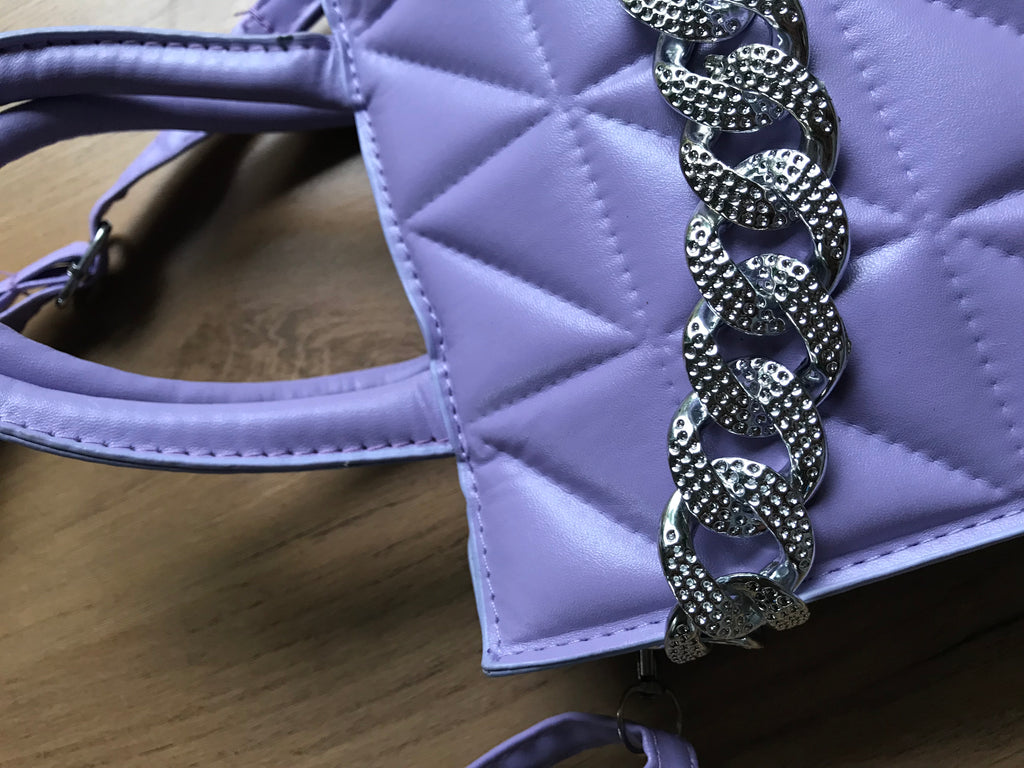 purple quilted chain crossbody fashion bag *** new
