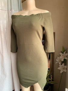 Olive Off the shoulder 3/4 sleeve cocktail dress L