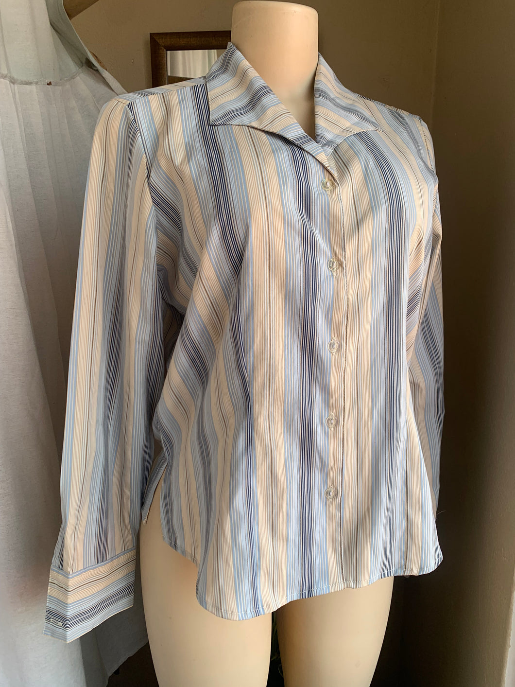 Professional pin striped shirt blue+yellow+black … M size 8