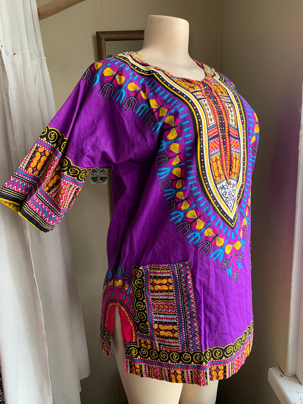 Indigo Dashiki Style Shirt ... M