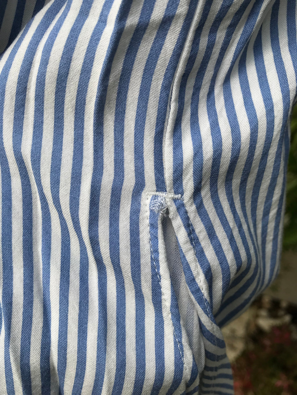 Blue stripe Rayon off the Shoulder Blouse Tied Sleeve ... L to Plus/XL