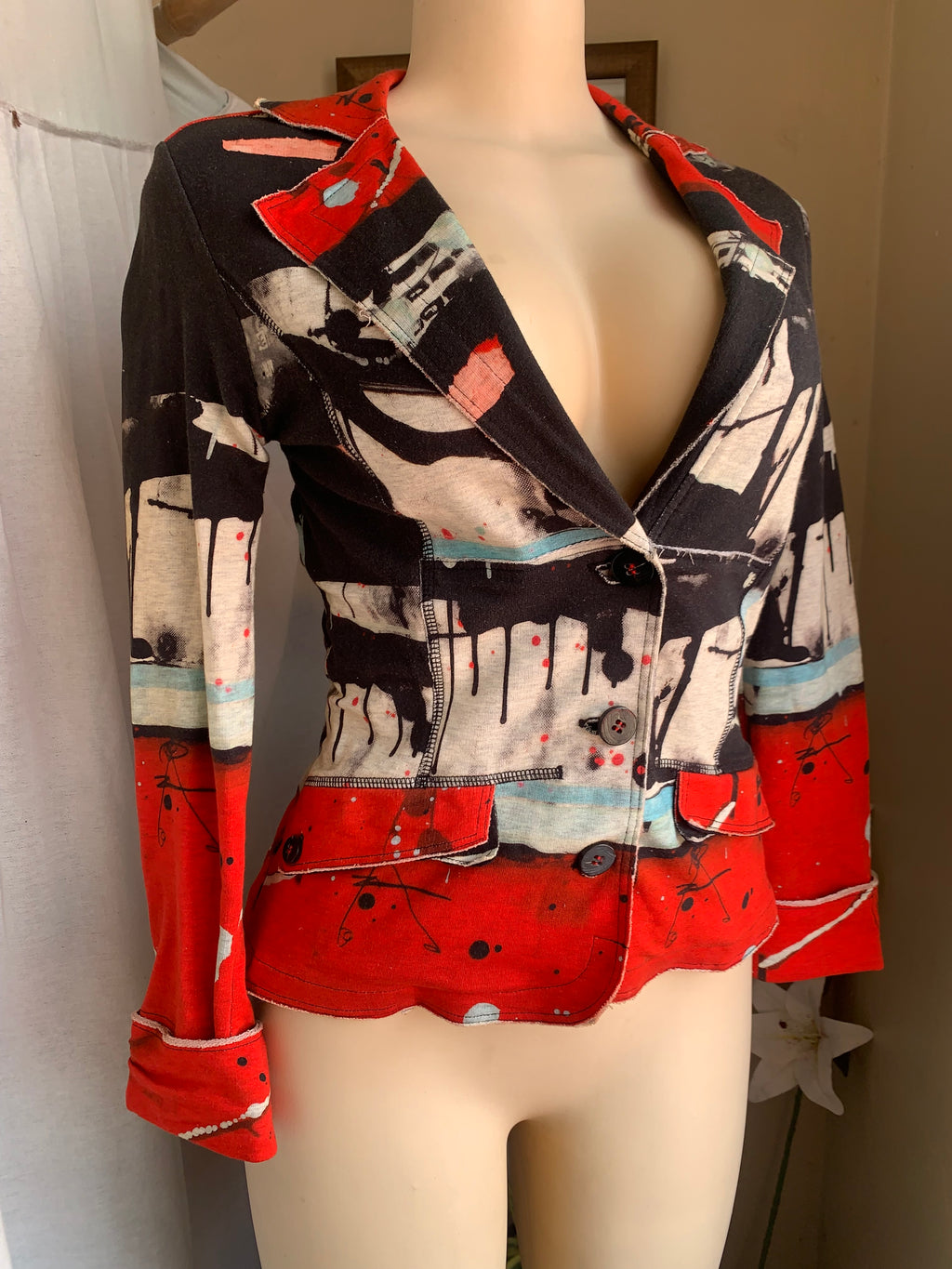 Printed blazer with back slit >>> s says size 38