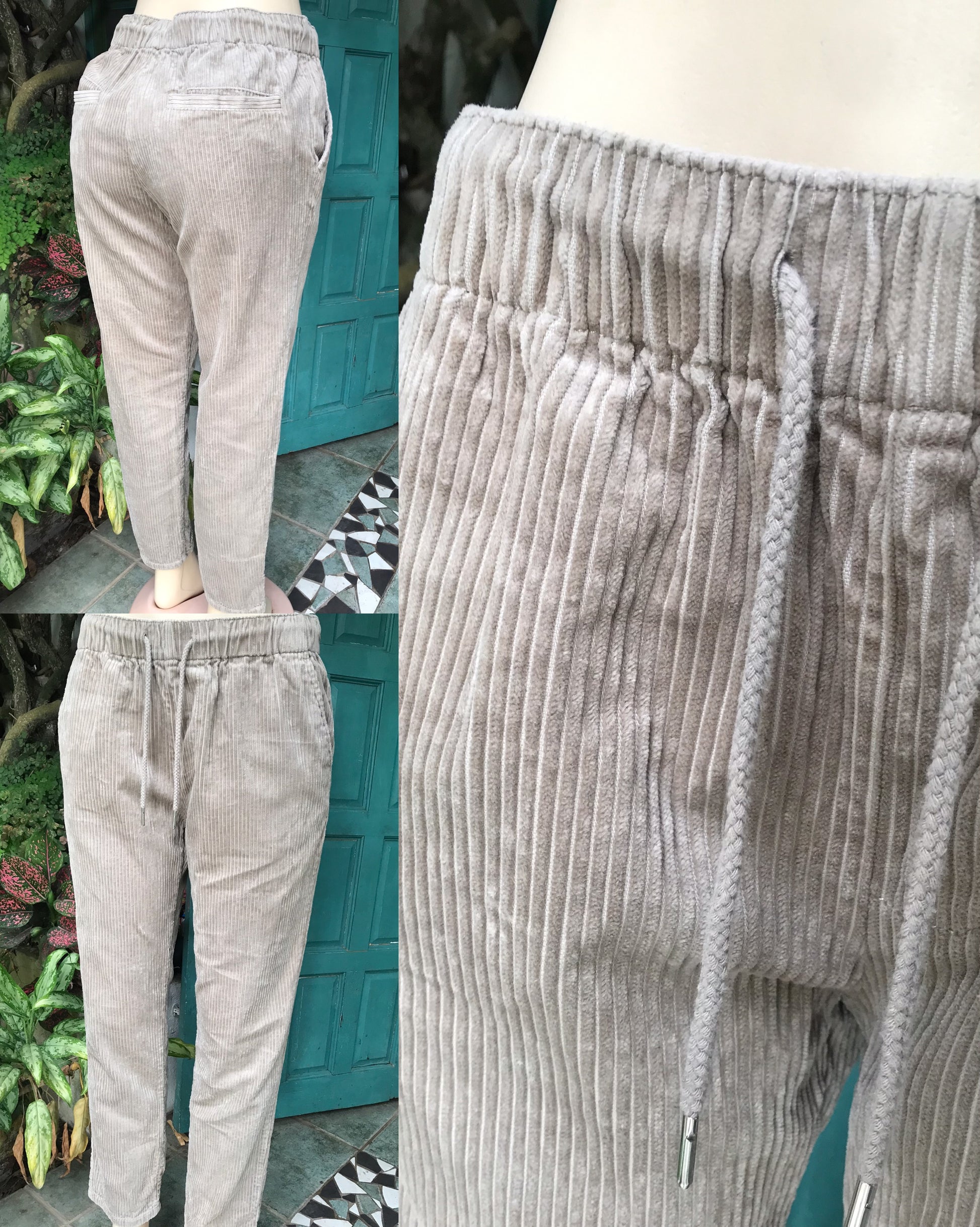 khaki corduroy jogger pants ::: s to m