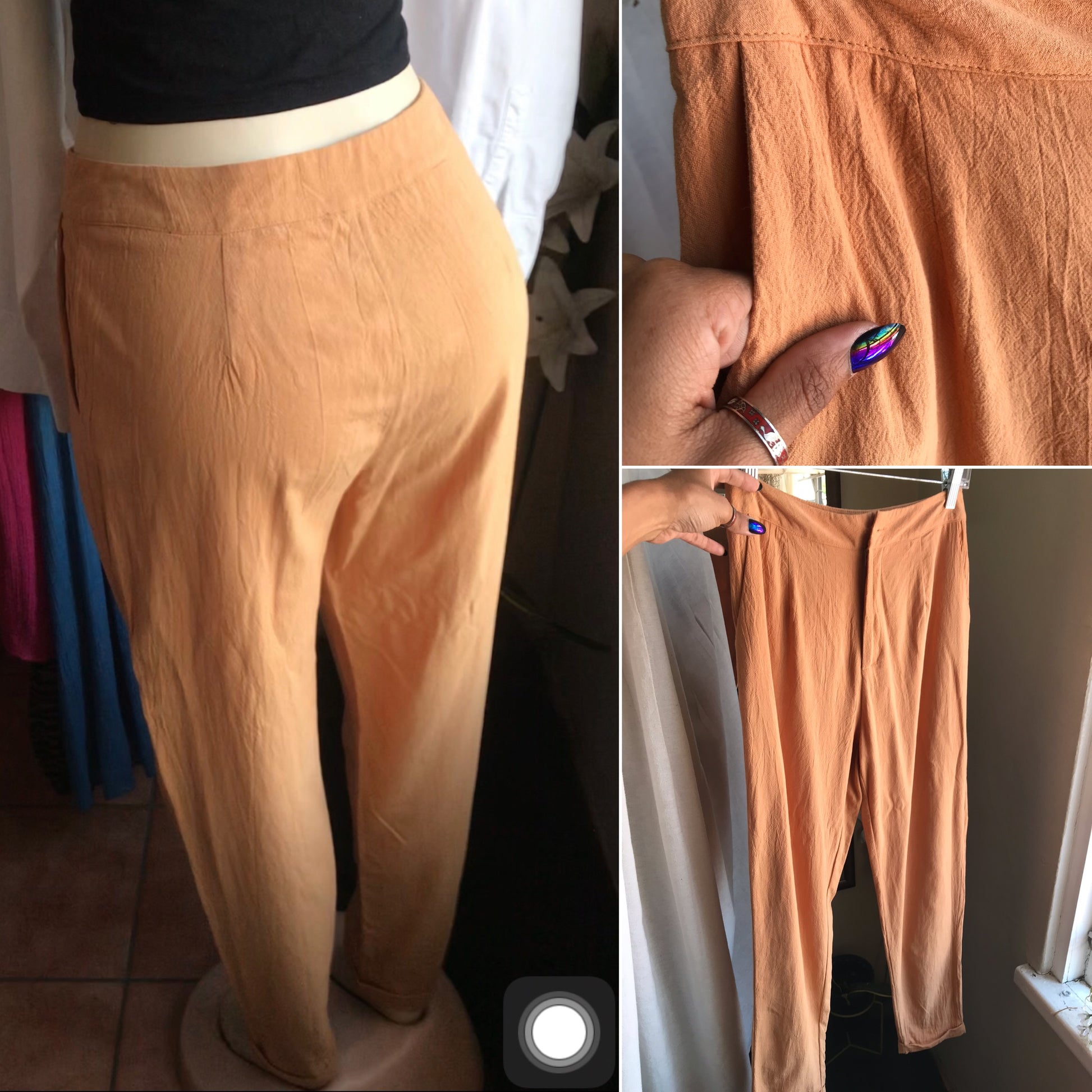 mustard linen blend trouser ::: m ,,,
