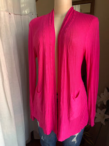 Hot pink soft knit cardigan >>> fits up to L