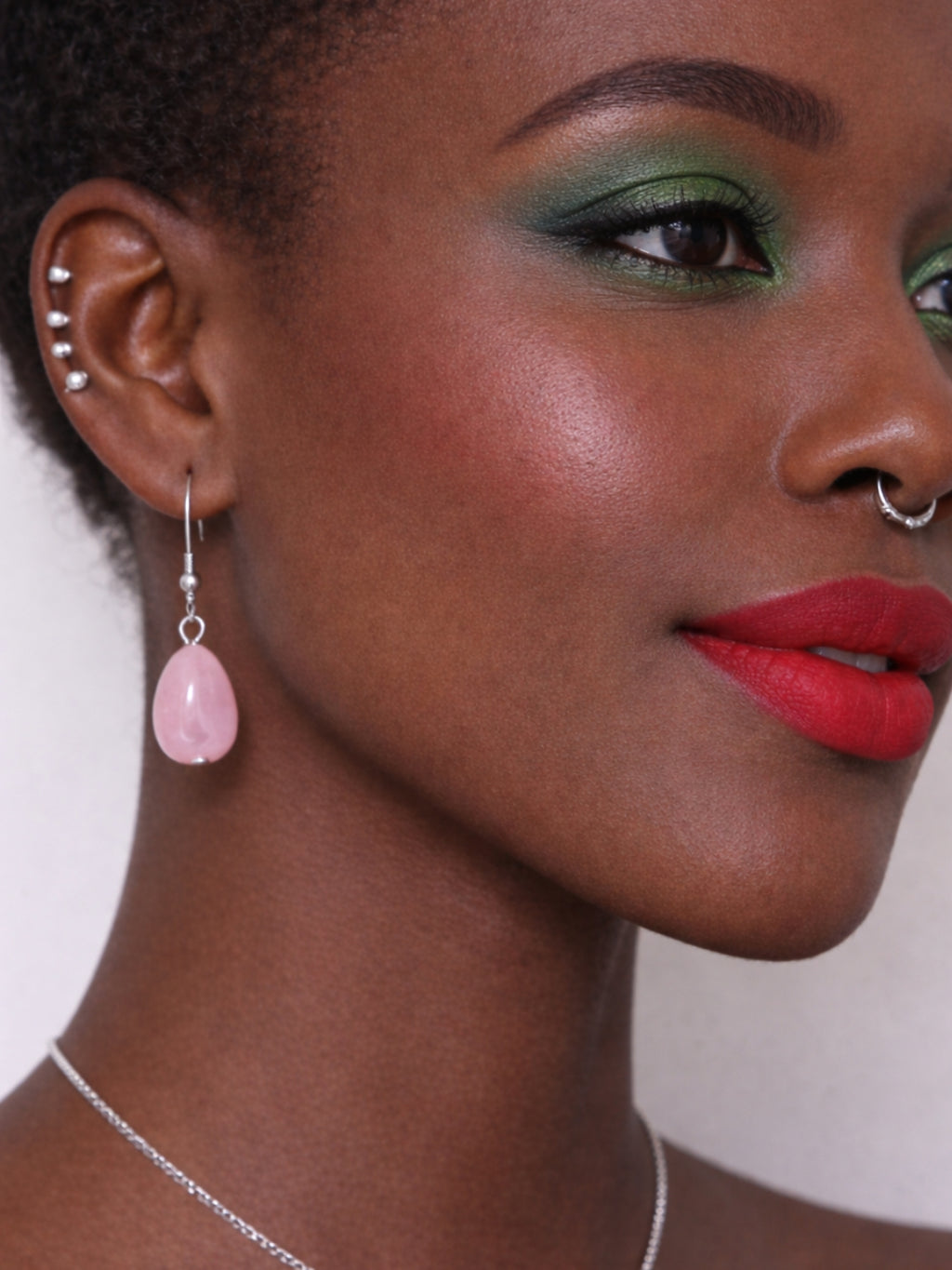 simple rose quartz stone earrings *** pendant (TNJ exclusive)