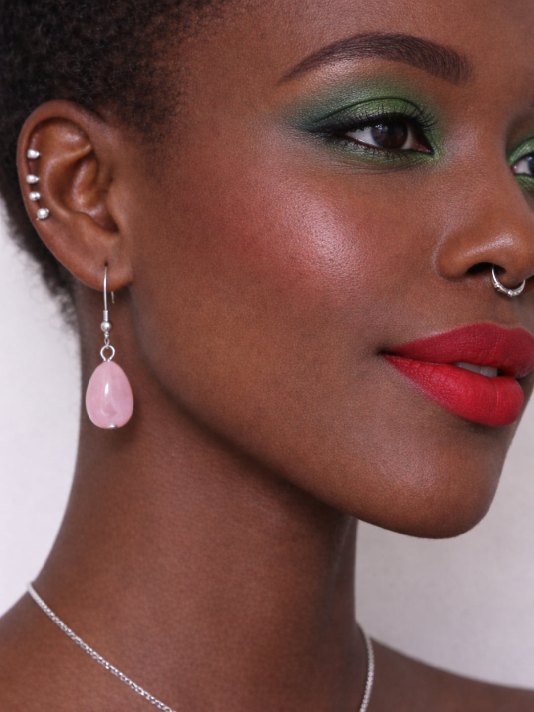 simple rose quartz stone earrings *** pendant (TNJ exclusive)