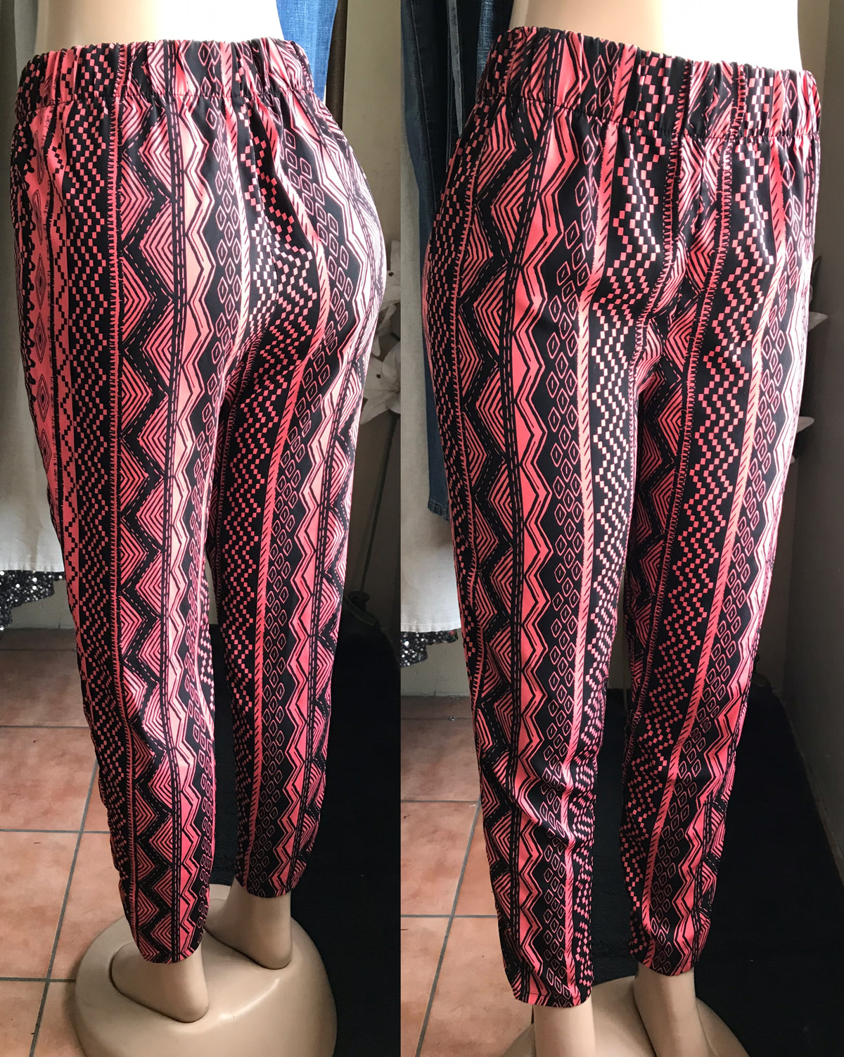 salmon geo print lounge pants ::: s to m