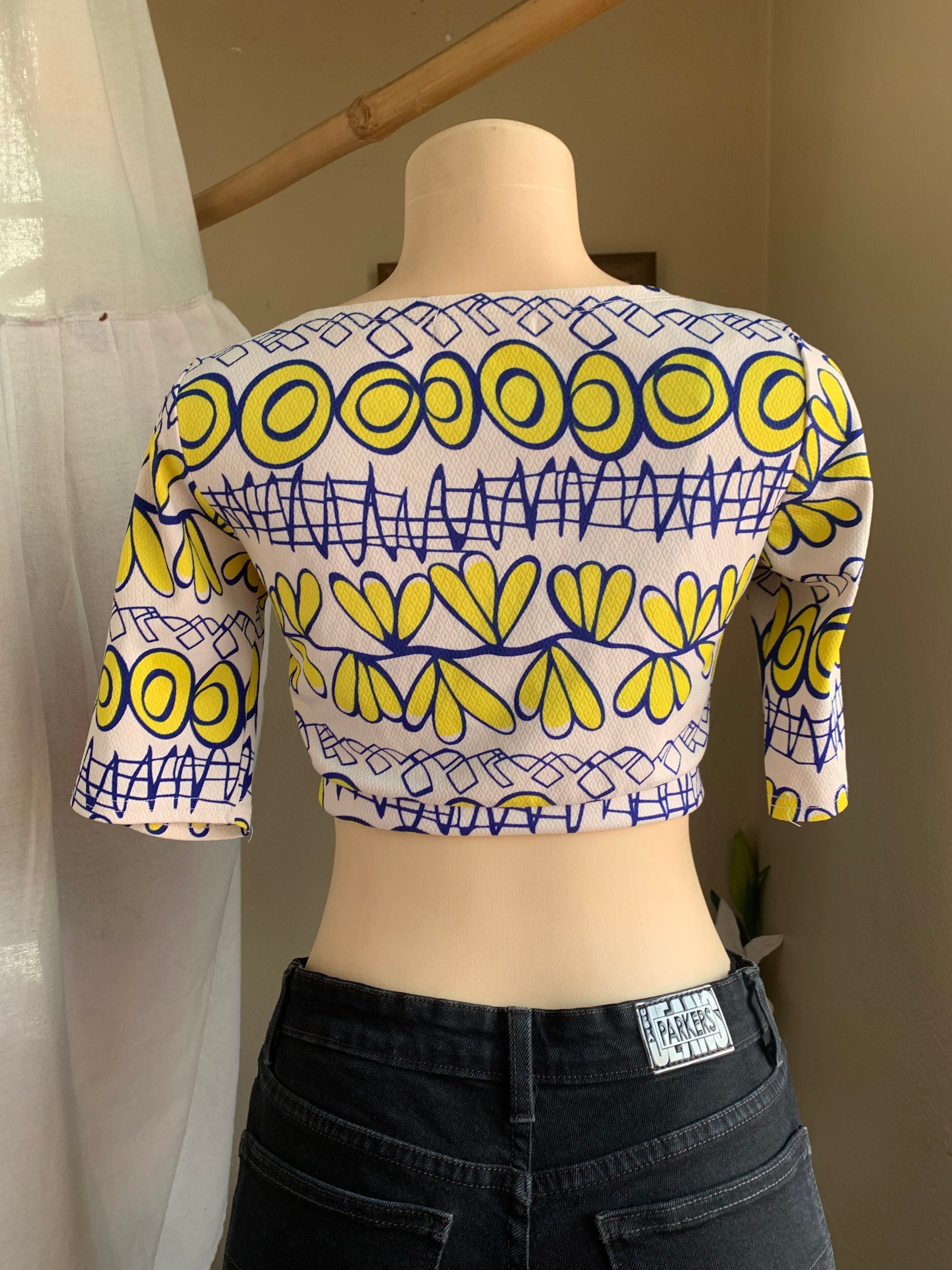 yellow bold print Crop top … s