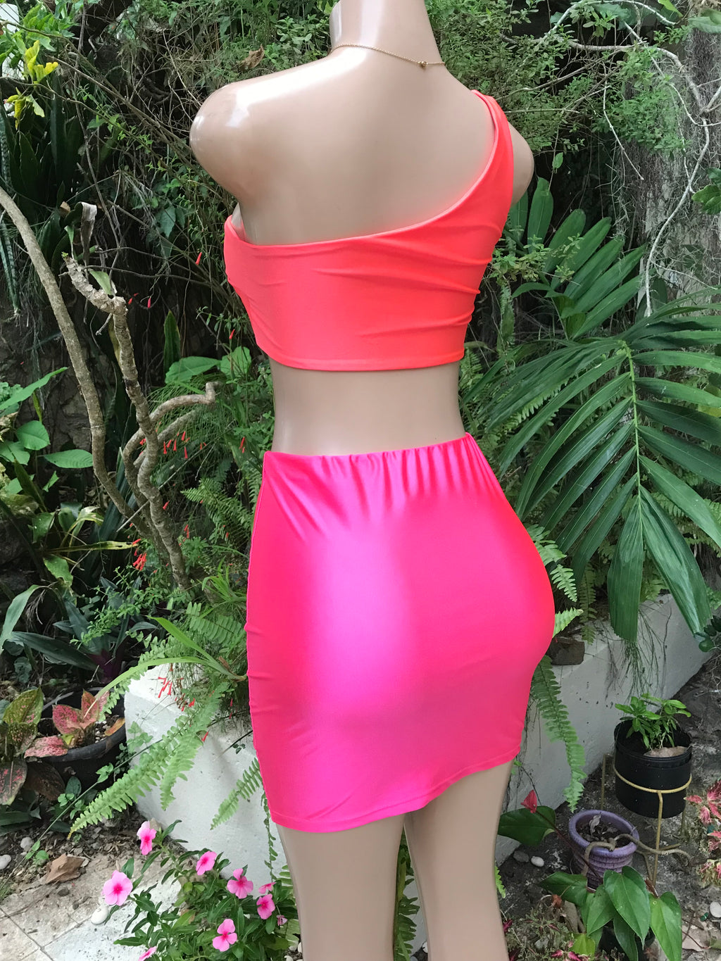 Neon One Shoulder Summer Crop Top ... S