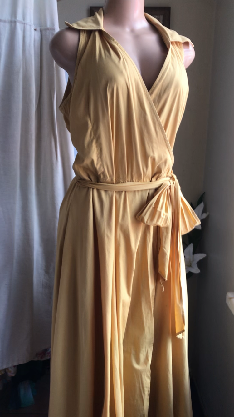 Heather Laine Mustard organic wrap dress L / XL