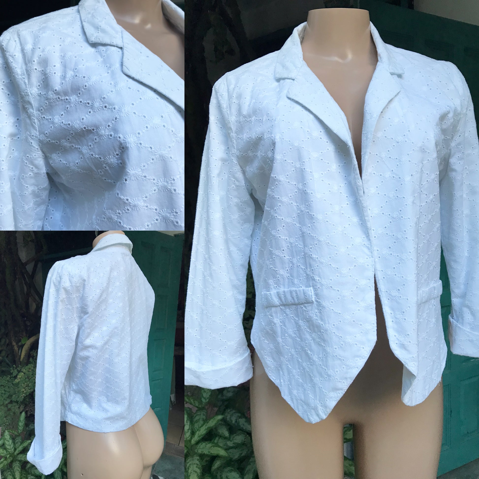 white organic eyelet professional jacket >>> m ,,,