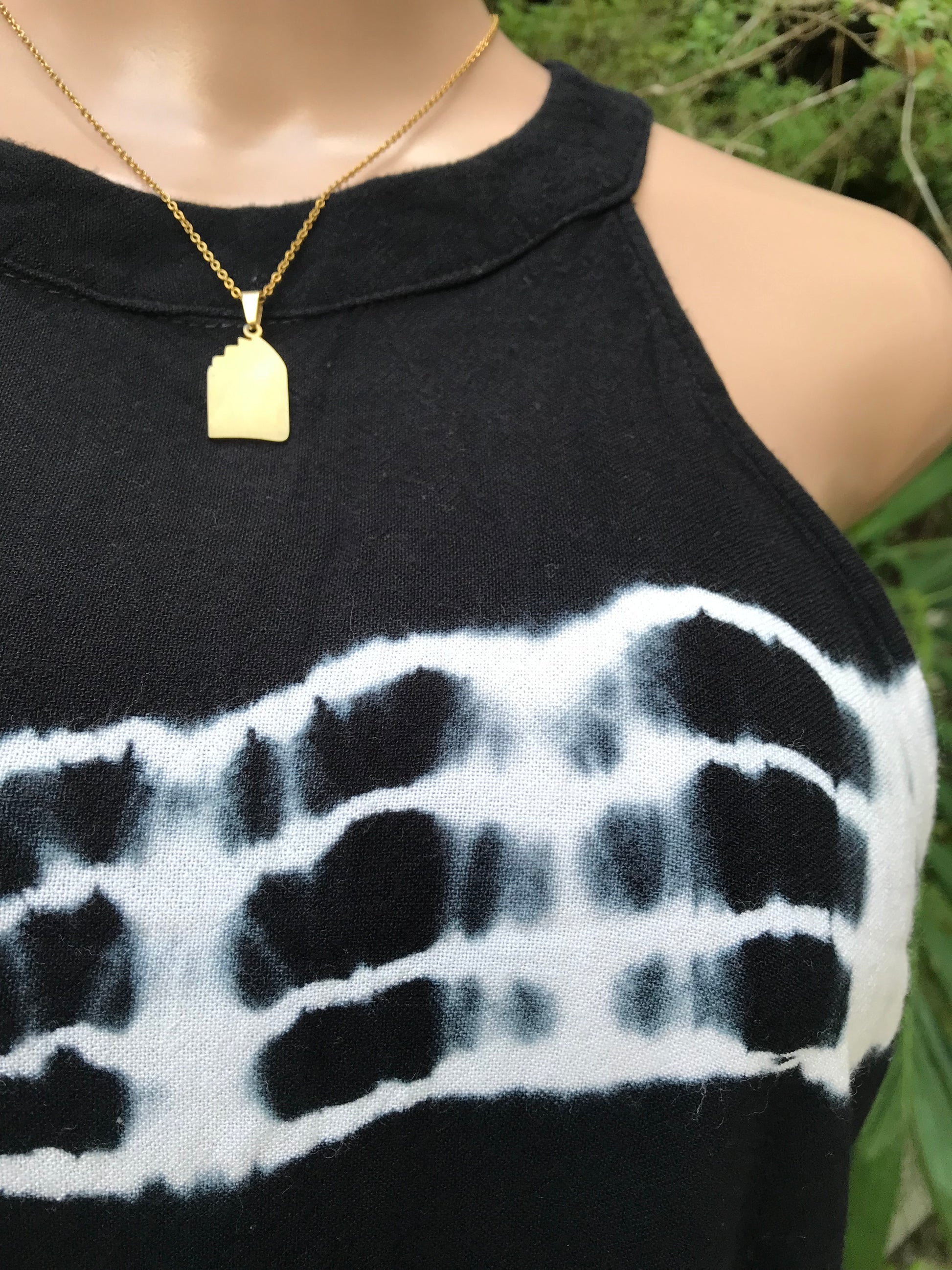Black Rayon Tie Dye Halter Top ... M to Plus /XL