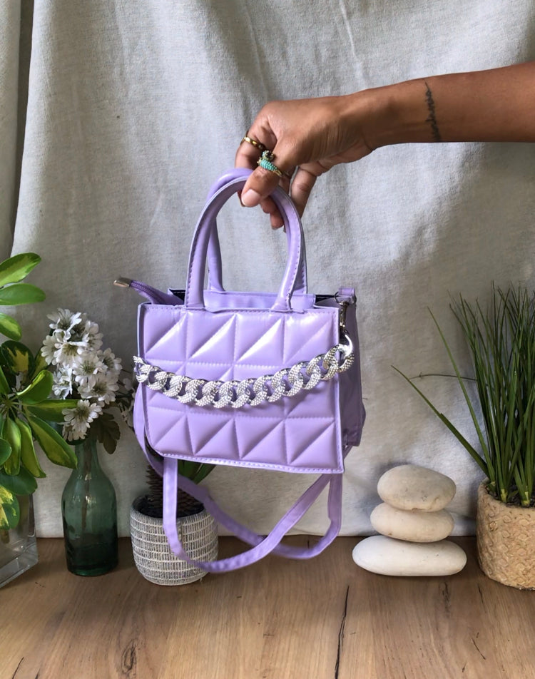 purple quilted chain crossbody fashion bag *** new