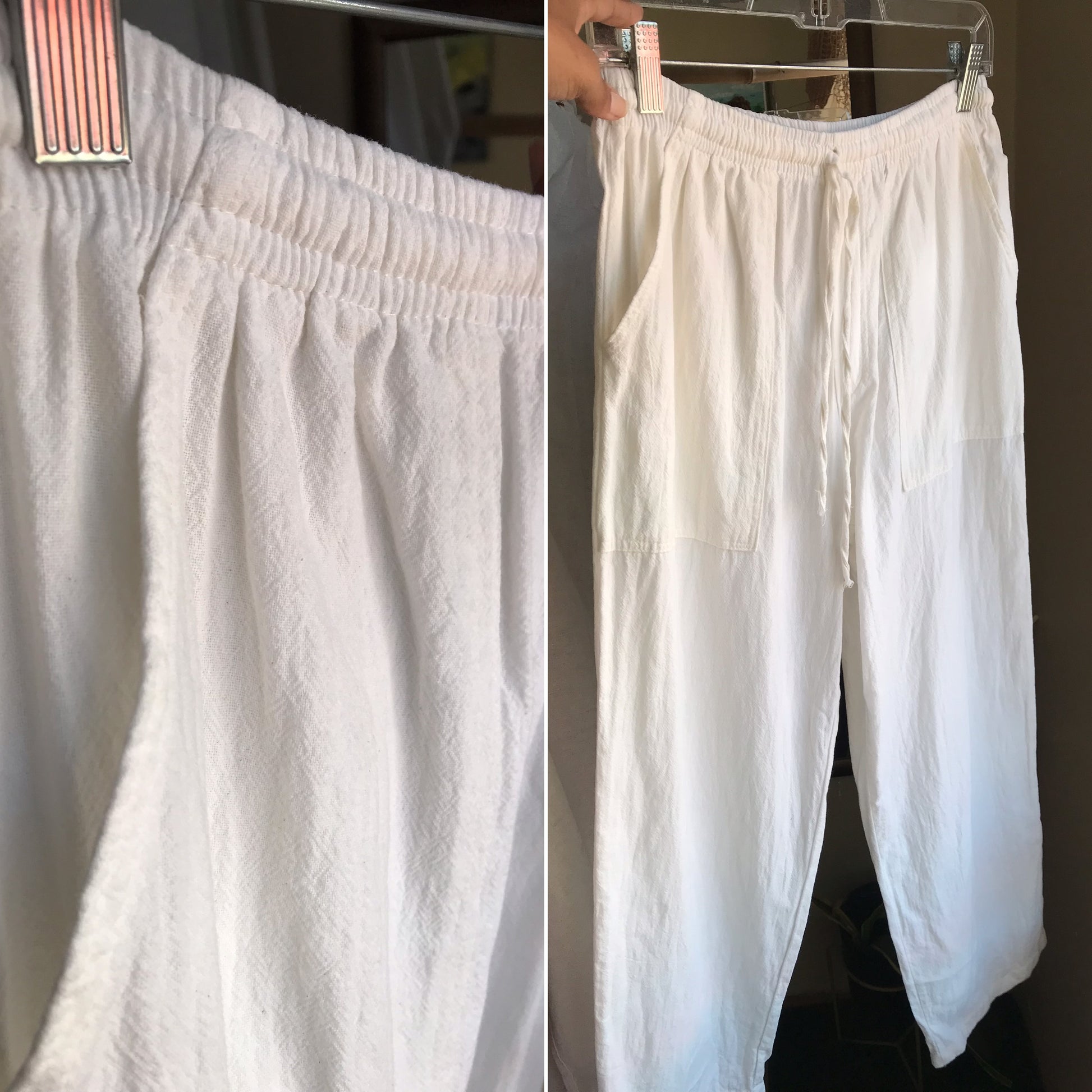 cream organic draw string pants ::: s/m