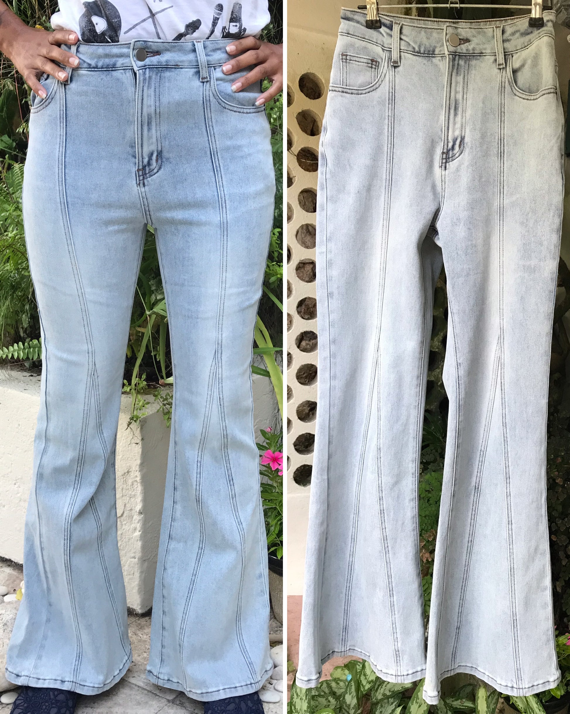 vintage stretch bell foot jeans light wash ::: sx/ s
