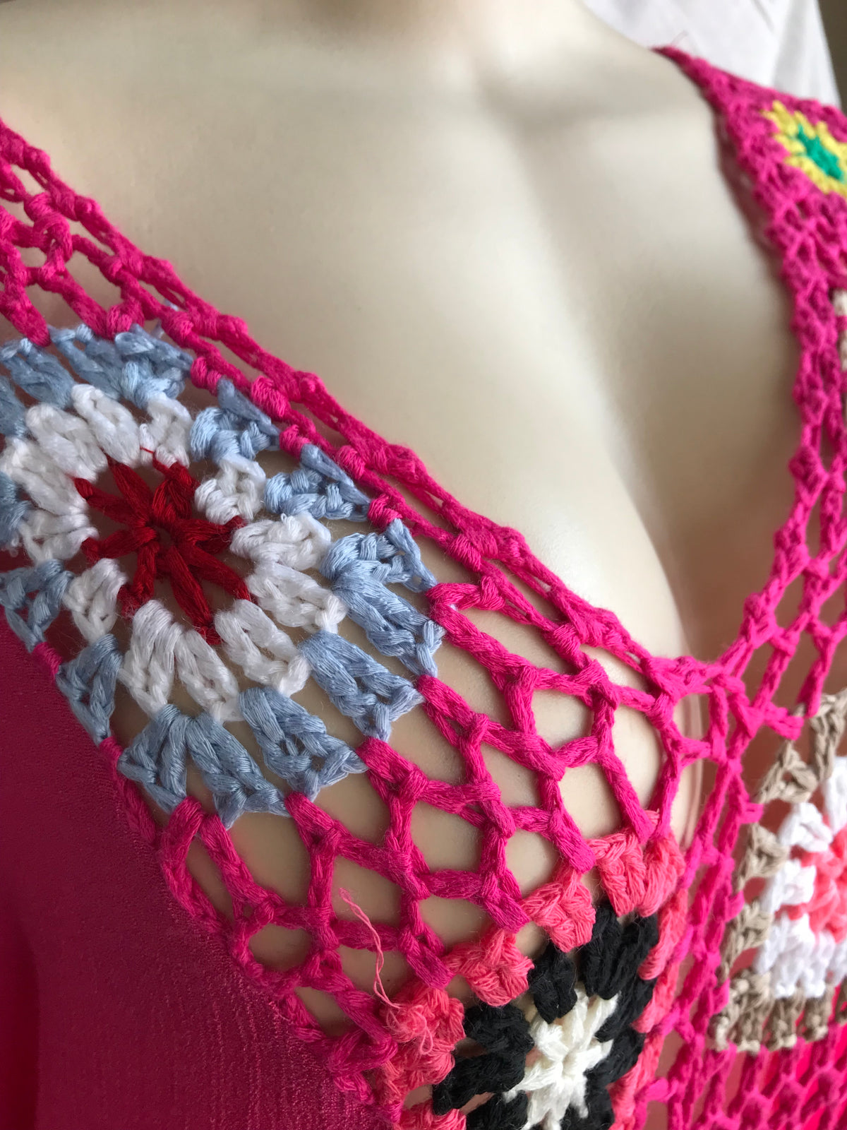 Pink crochet floral lightweight dress XL