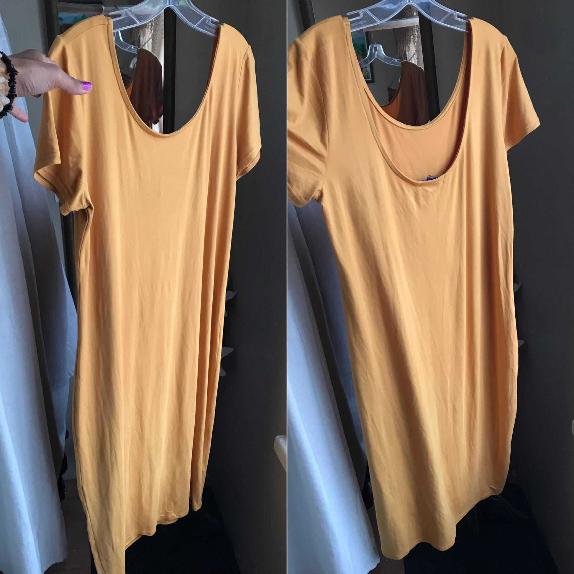 Mustard basic tee dress scoop neck : /xl