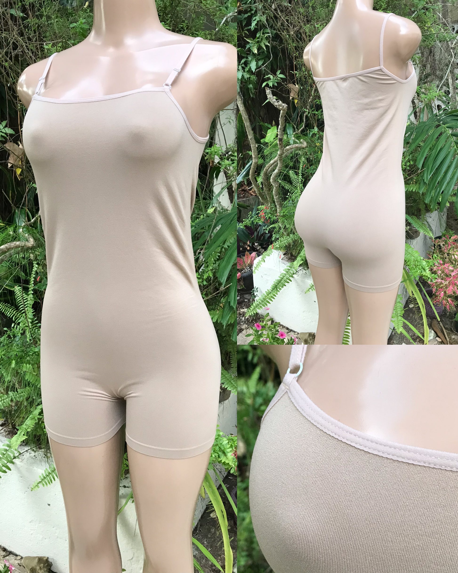 cream romper/bodysuit spaghetti basic ~~~ M/Large