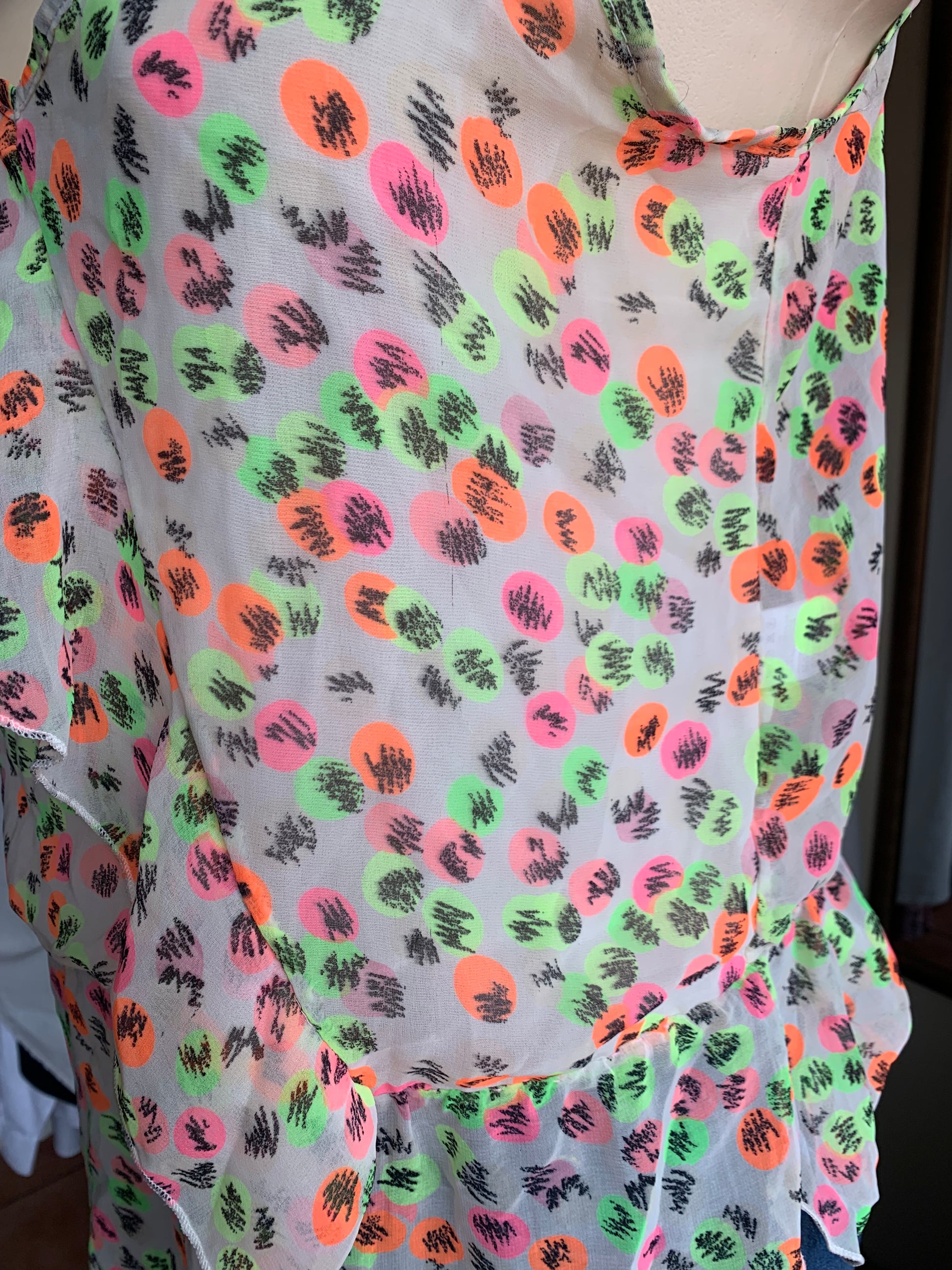 Neon multicoloured print spaghetti top … L