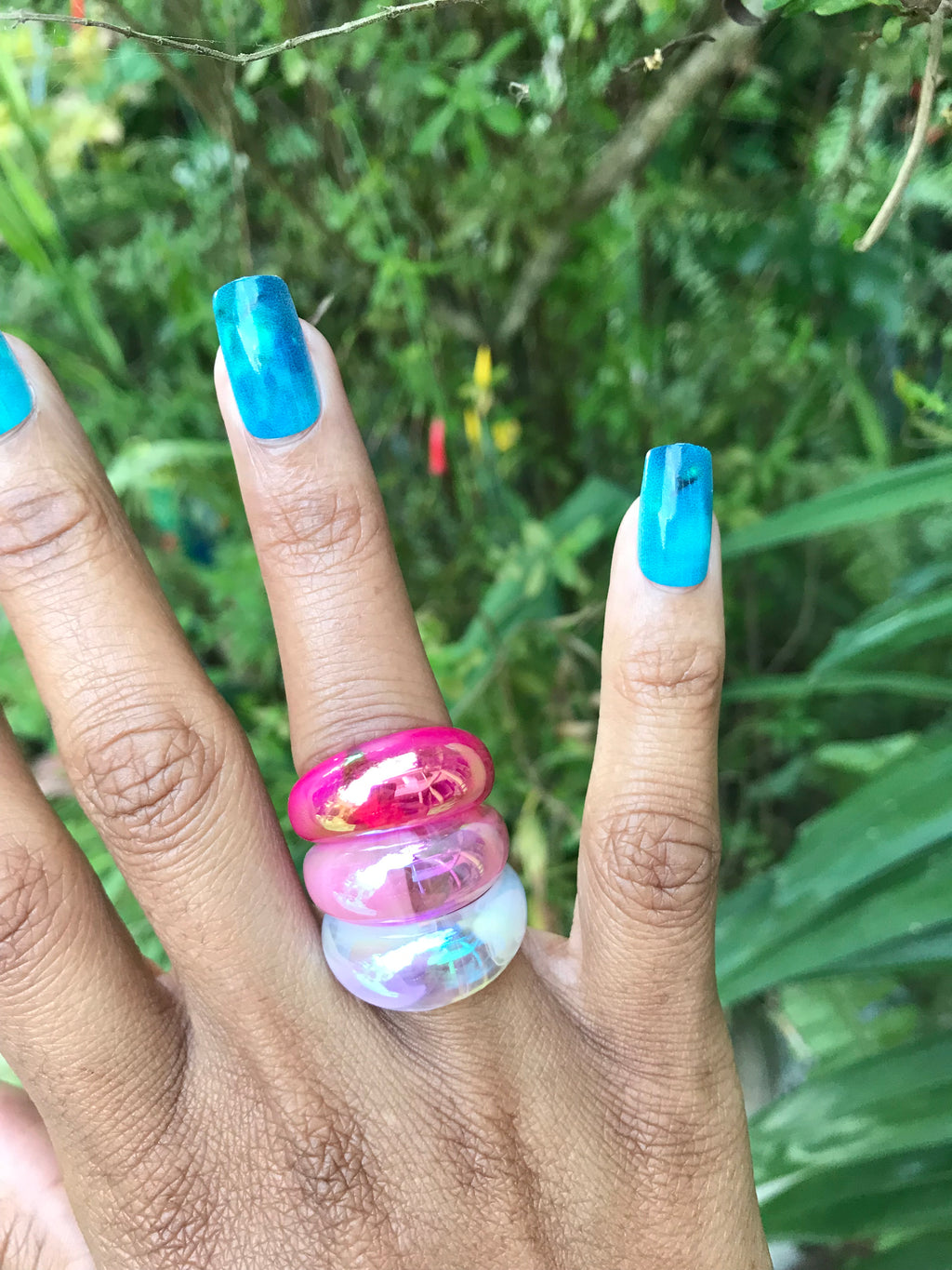 New Iridescent Bubble Colour Pop Rings *** acrylic