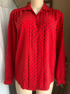 Vintage paisley design red shirt with hidden buttons