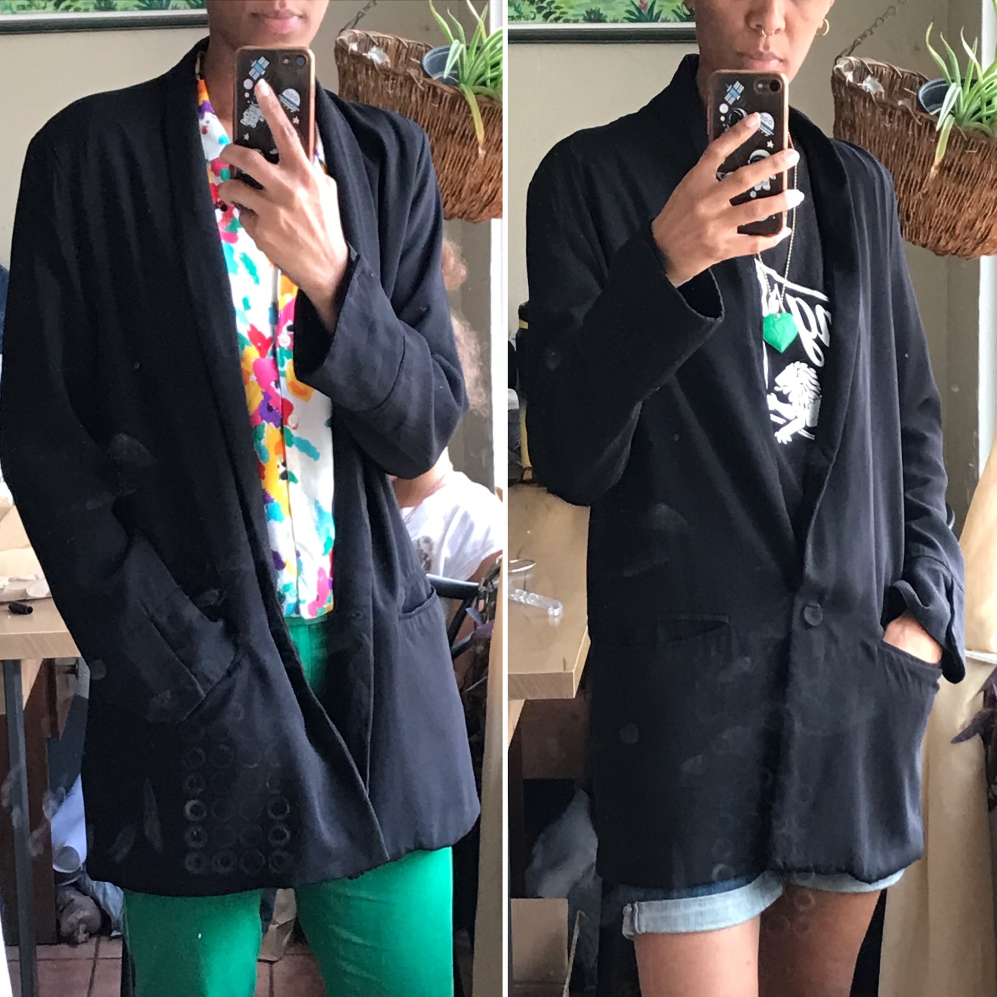 Black extra long blazer >>> m