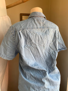 vintage denim button up shirt mens ... M ^^^