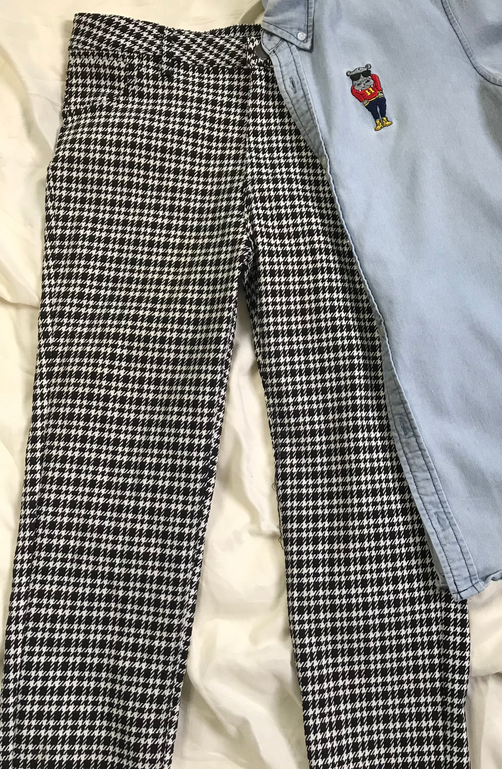b&w houndstooth stretchy pants work / play ::: L