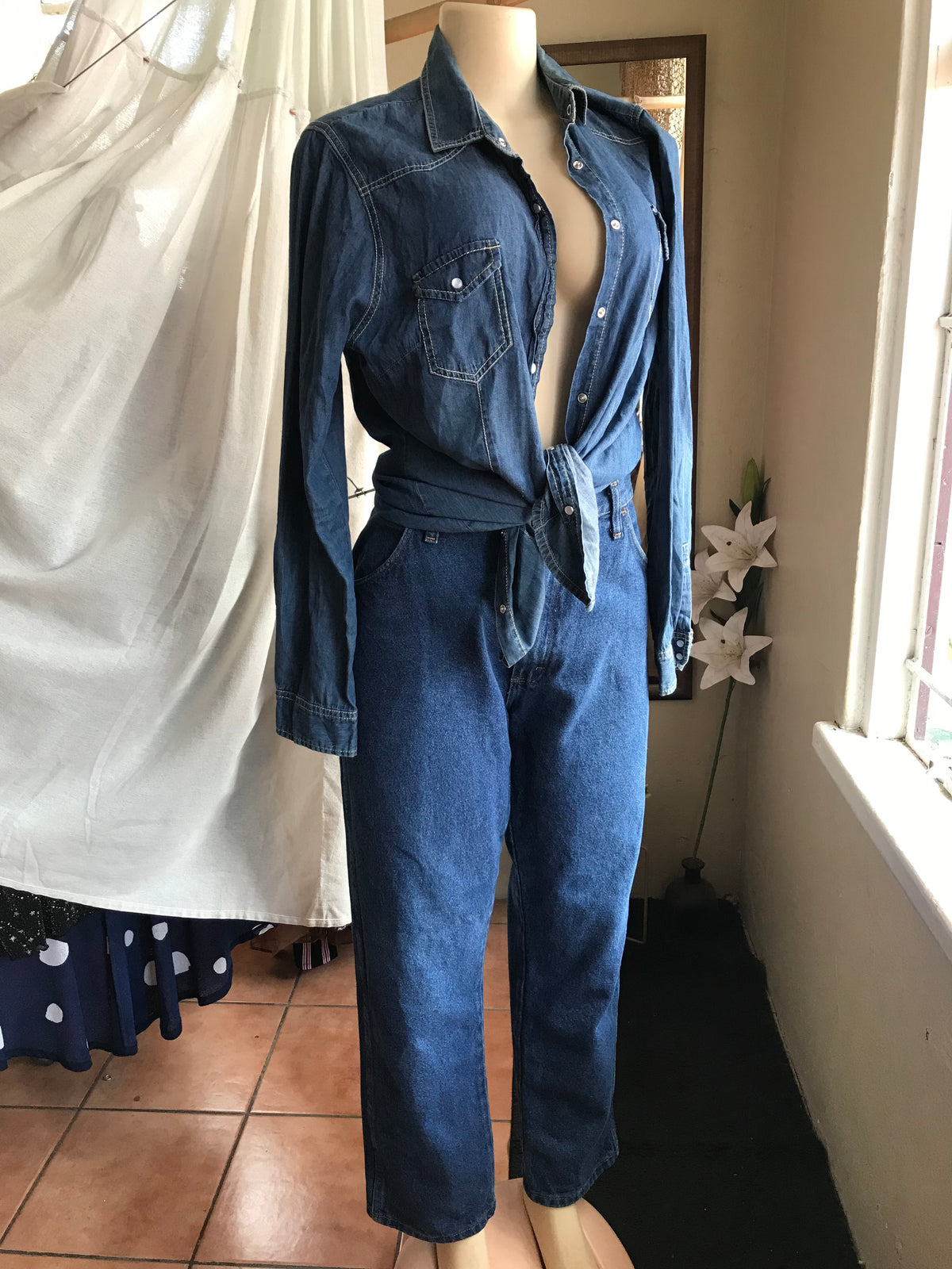 classic blue denim button shirt
