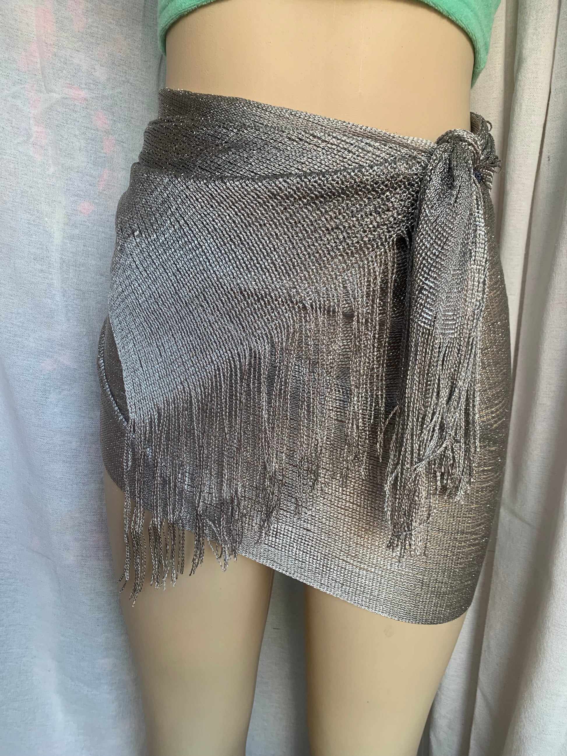 Silver tassel statement swim coverup. one size